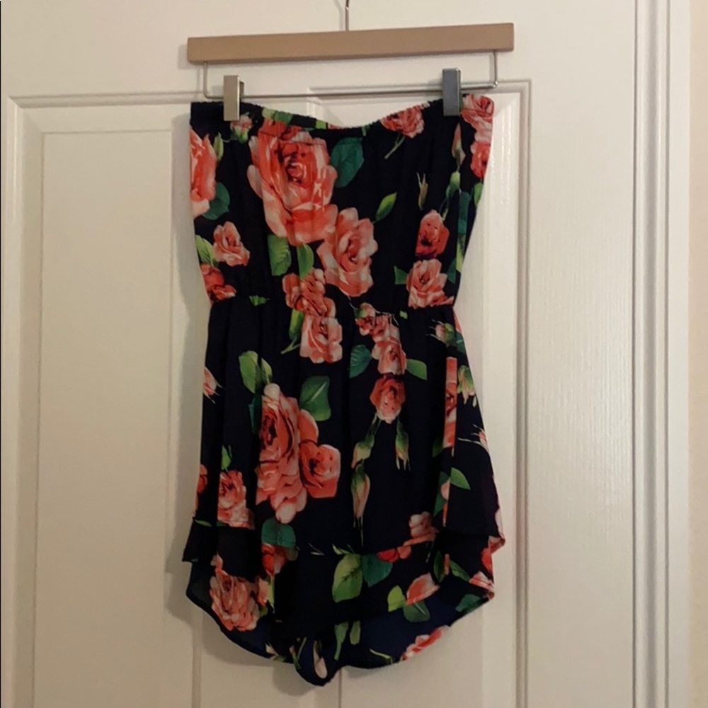 Strapless Foral Romper